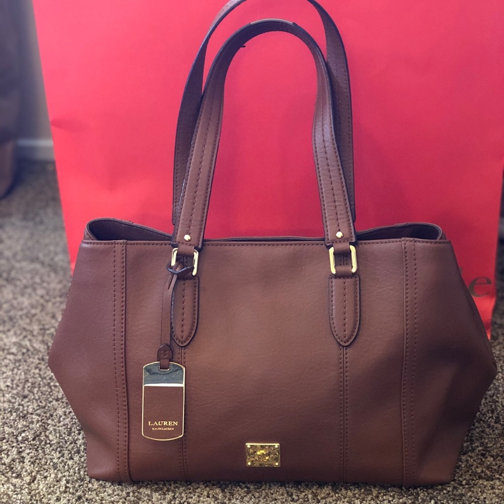 RALPH LAUREN ROBERTSON SHOPPER TAN BROWN TOTE